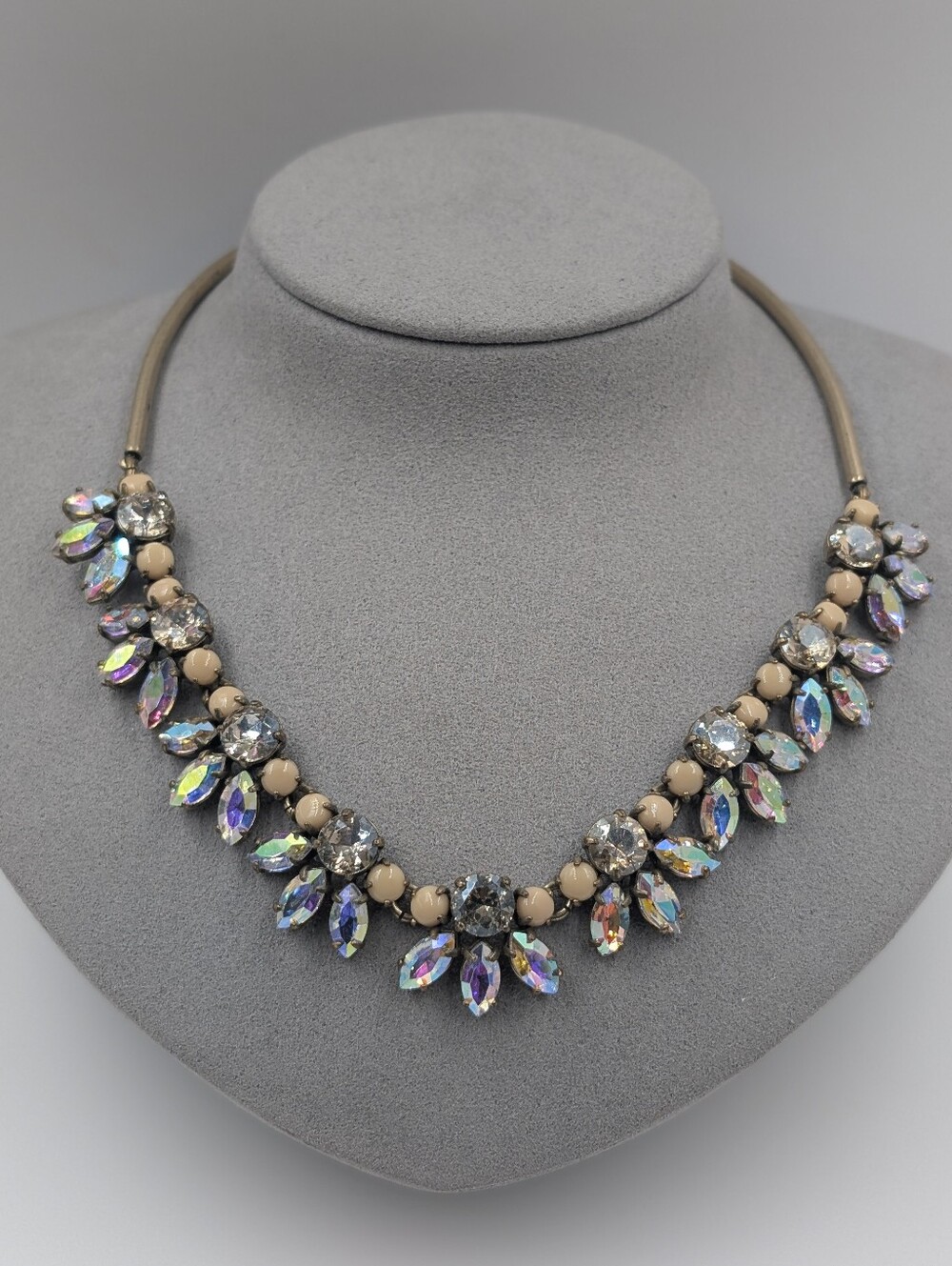 NWT J. Crew Iridescent Aurora Borealis Crystal Collar Choker Necklace 0601
